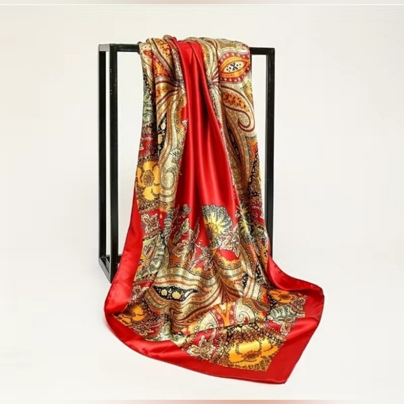 NEW Paisley Print Satin Scarf - Multiple Colors - Picture 1 of 8